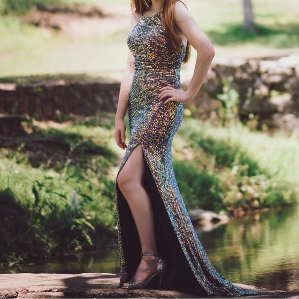 New without tag, prom dress, sequence with slit.